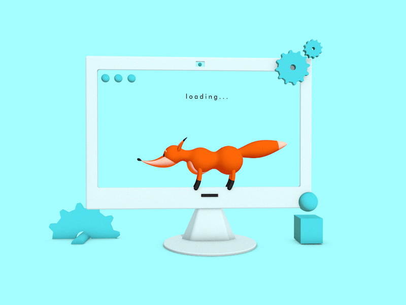 Loading fox 3d animal art animation c4d cartoon character characterdesign cute fox loading screen ui ux
