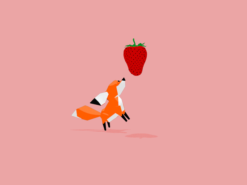 How to gobble the strawberry. Part 1 3d animal art animation c4d cartoon character characterdesign cute fox funny strawberry