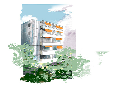 Chem. des Corbettes 5 architectural architecture building draft drawing illustration sketches technical drawing view