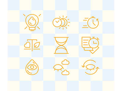 happy mindset icons branding clock cloud design icon illustration method organized pictogram time timetable vector