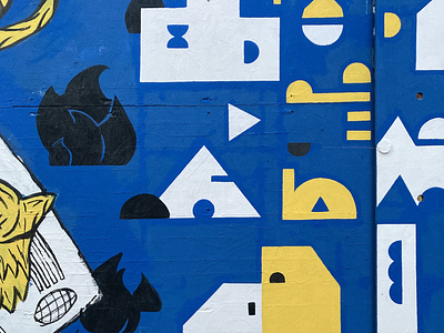 Le Pavillon Bleu - Genève abstract city geneva geometric graphic design houses icons illustration mural painting utopic village