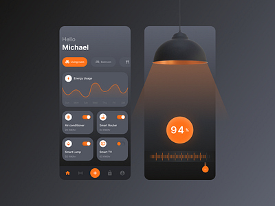 Smart home dashboard app design dark mode dashboard app design figma home automation mobile app raghabendra remote control smart app smart dashboard smart devices smart home smart light ui uidesign uiux ux uxdesign