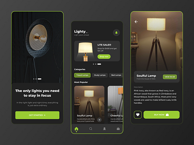 Lighty-Light years ahead adobexd android app app app design design ecommerce app figma graphic design ios app lights app minimal mobile app modern smart app ui uidesign uiux ux