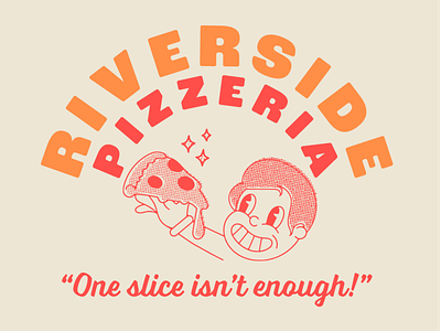 Riverside Pizzeria branding design illustration logo pizza retro typography