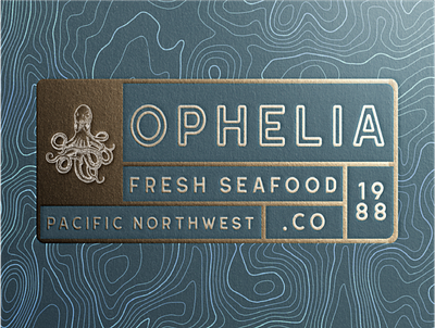 Ophelia Fresh Seafood adobe branding design embossing graphic design logo nautical octopus pacificnorthwest photoshop restaurant seafood water
