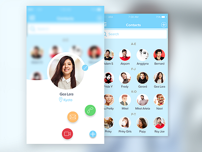 My Contact call chat contact contact call list mobile phone ui