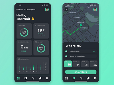 Pollen Tracker android app dashboard data figma healthcare information ios location map material pollen tracker travel trending uber ui