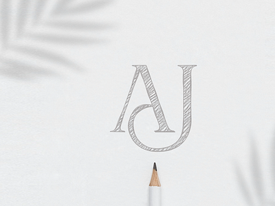 AJ hand drawn monogram/lettering