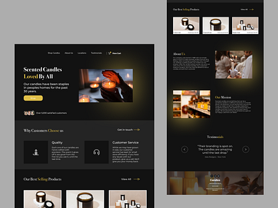 Landing Page For A Candle Company candles dark landing page ui webpage website