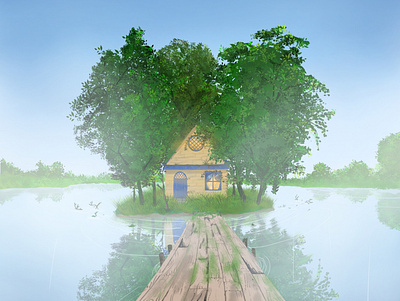 The Lake House concept art digitalart nature support local artists
