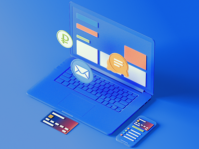 Digital Bank Ecosystem branding cinema4d design graphicdesign illustration minimal ui