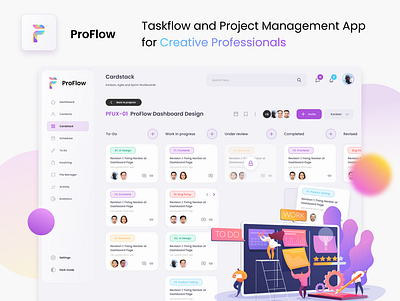 ProFlow 📅 - Taskflow and Project Management App analytics app dashboard design flow kanban management project task ui ux
