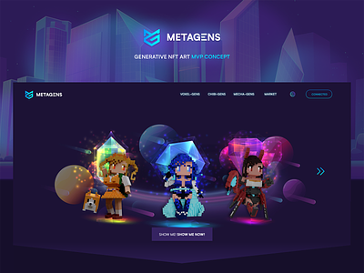 MetaGens - Generative NFT Art MVP anime app blockchain crypto design marketplace nft nft art ui voxel website
