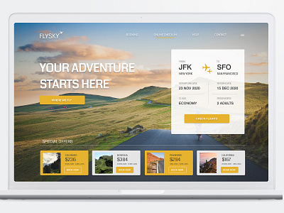 Main webpage mockup for low cost airlines