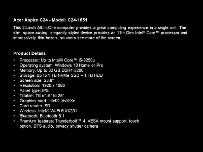 FINAL Acer Aspire C24 Model C24 1651