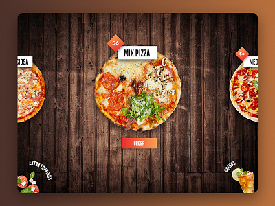 Interactive slider for simple ordering drinks food menu order order food pizza restaurant smart table