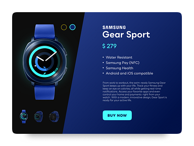 Sports Gear Shopping UI - Blue blue design illustration smartwatch sport ui ui challenge ui ux design webshop