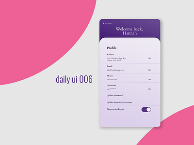 Daily UI 006 - User Profile app daily ui daily ui 006 design ui ux