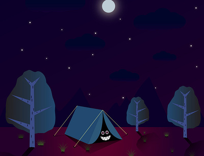 When Camping Goes Wrong campfire design forest halloween halloween party illustration landscape monster