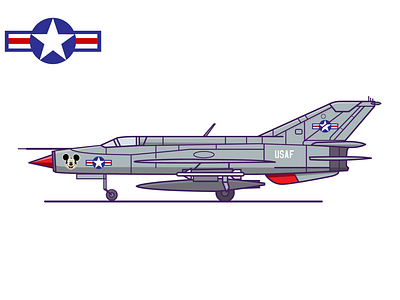 Mikoyan-Gurevich Mig-21 Fishbed badge illustration jetplane mig plane sports war