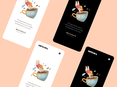 Mobile version of Error Page 404 page app design coffe branding coffee website mobile design ui design