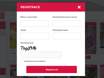 Register form account clean design ecommerce flat form input popup red register simple white