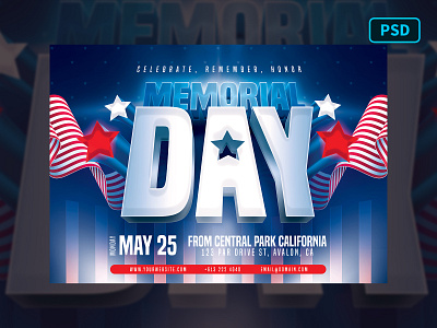 Memorial Day Flyer Template PSD 4th of july america american day flyer flyer template independence day memorial memorial day national template united states