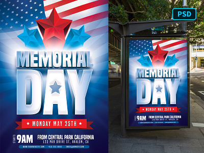 Memorial Day Flyer Template 4th of july america flyer flyer template independence day memorial day photoshop poster poster template psd template united states