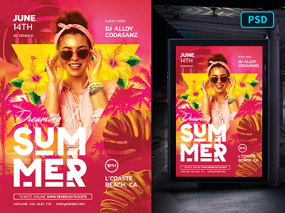 Summer Flyer PSD - Dreaming of Summer beach club creative market festival flyer flyer psd flyer template love party summer template tropical