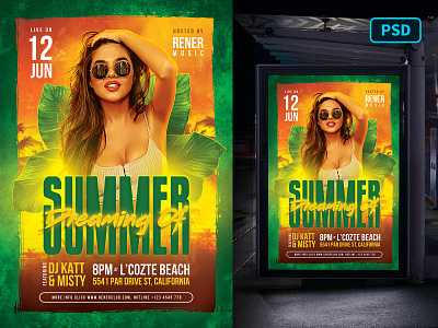 Tropical Summer Flyer Template club creative market flyer flyer template party poster poster template summer summer party template tropical tropical summer