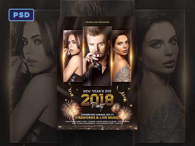 New Year Party Flyer Template Photoshop Dribbble