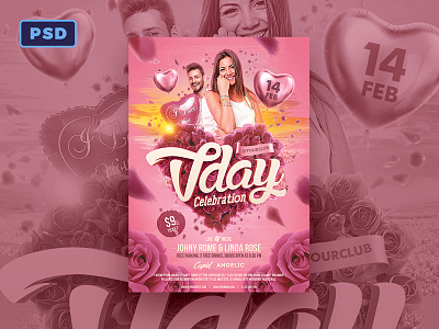 Valentines Day Flyer Template Photoshop Dribbble couple flyer template graphicriver heart love photoshop pink poster template soulmate sweet valentine valentines day