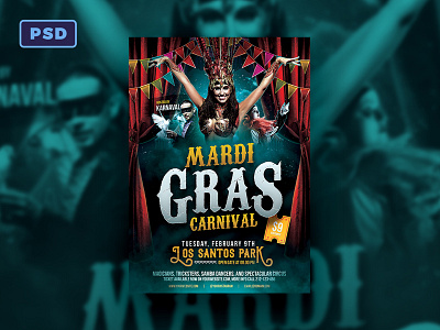 Mardi Gras Carnival Flyer Template