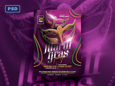 Mardi Gras Party Flyer Template