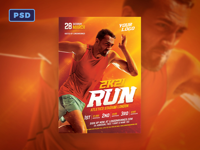 Running Sport Flyer Template by Bornx on Dribbble