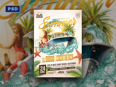 Summer Flyer Template Photoshop Psd Dribbble beach bikini flyer graphicriver holiadys hot party photoshop poster sexy summer template