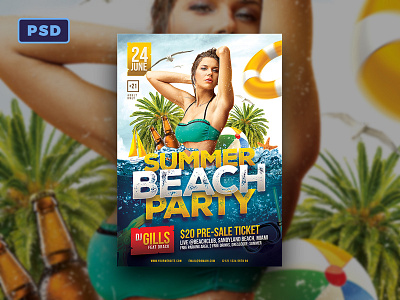 Summer Beach Party Flyer Template beach flyer flyer template holidays makiplace ocean party photoshop pool poster summer template