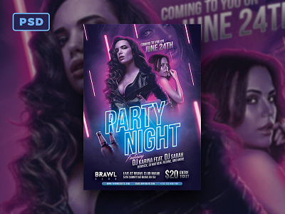 Dj Party Flyer Template concert dj flyer template korean wave makiplace neon nightclub nightlife party photoshop poster template