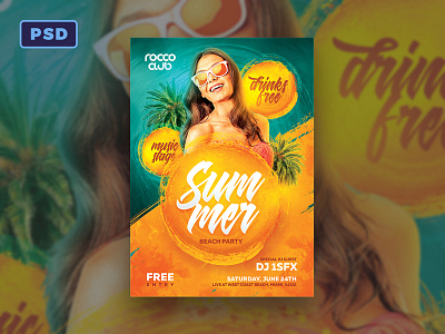 Hot Summer Flyer Template beach flyer flyer template graphicriver holiday party photoshop poster poster template summer