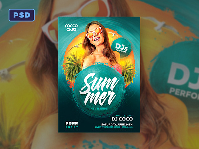 Hot Summer Flyer Template beach bikini flyer graphicriver hot party photoshop poster summer template