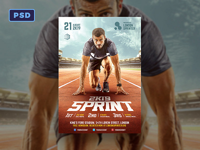 Sprint Run Flyer Template athlete flyer graphicriver olympiade photoshop poster race run sport sprint template