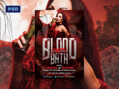 Blood Bath Halloween Flyer Template blood creative market flyer template halloween halloween flyer horror night club october party flyer photoshop poster template thriller