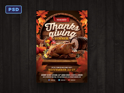 Thanksgiving Dinner Flyer Template autumn flyer flyer flyer template food flyer graphicriver november photoshop poster poster template restaurant flyer thanksgiving thanksgiving day