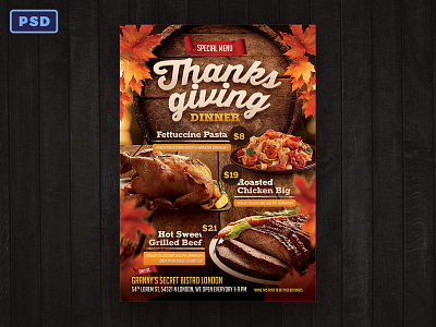 Thanksgiving Restaurant Menu Flyer Template flyer flyer template graphicriver menu template photoshop poster poster template restaurant flyer thanks giving thanksgiving thanksgiving day thanksgiving flyer