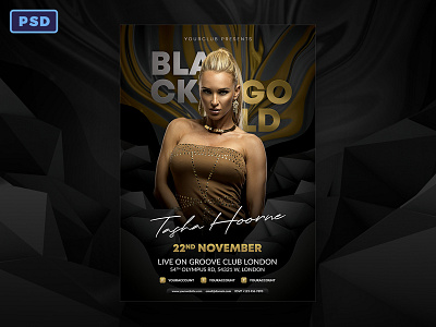 Black And Gold Party Flyer Template black and gold club flyer glamour golden graphicriver night club party photoshop poster psd template