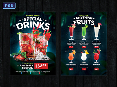 Beverage / Drink Flyer & Menu Template bar menu beverage beverage flyer creative market drink drink flyer flyer menu photoshop poster restaurant menu template