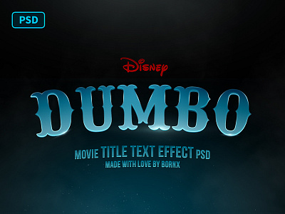 Dumbo Movie Title Text Effect PSD Free bornx disney dumbo dumbo movie 2019 free download free psd freebies movie title photoshop psd template text effect text style