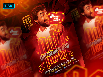 Anti Valentine's Day Flyer Template PSD annoying anti valentines day club comedy flyer flyer template graphicriver nightclub poster poster template psd template