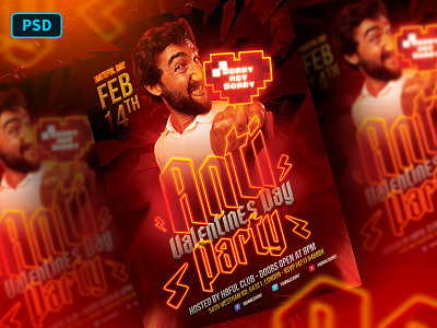 Anti Valentine's Day Flyer Template PSD