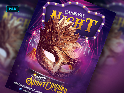 Mardi Gras Carnival Flyer Template Psd By Bornx Design Dribbble